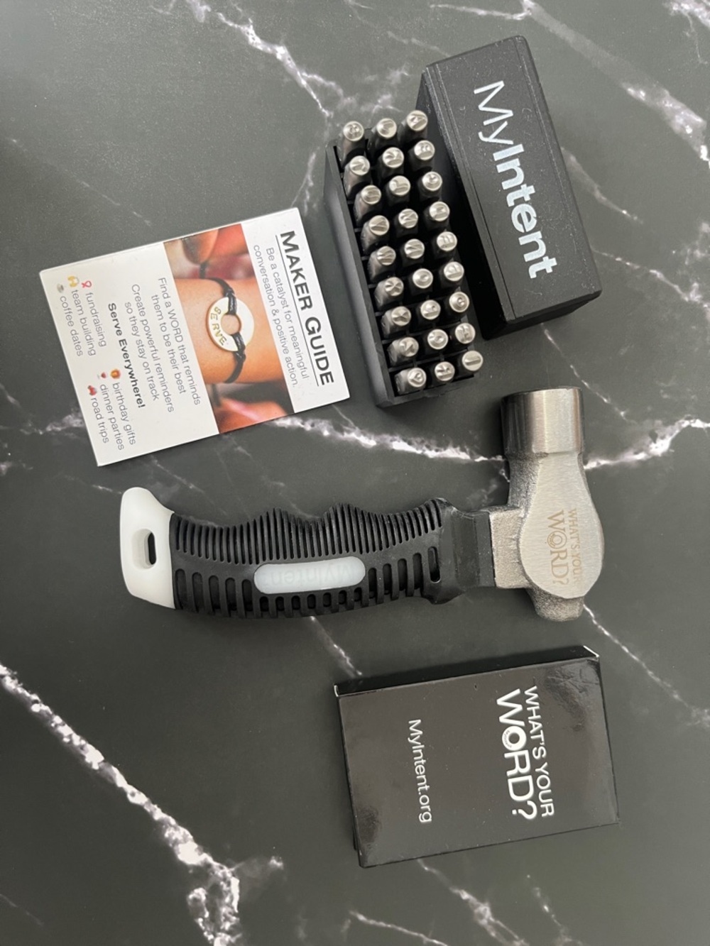 MyIntent Metal Letter Stamping Hammer Set in Black and Silver